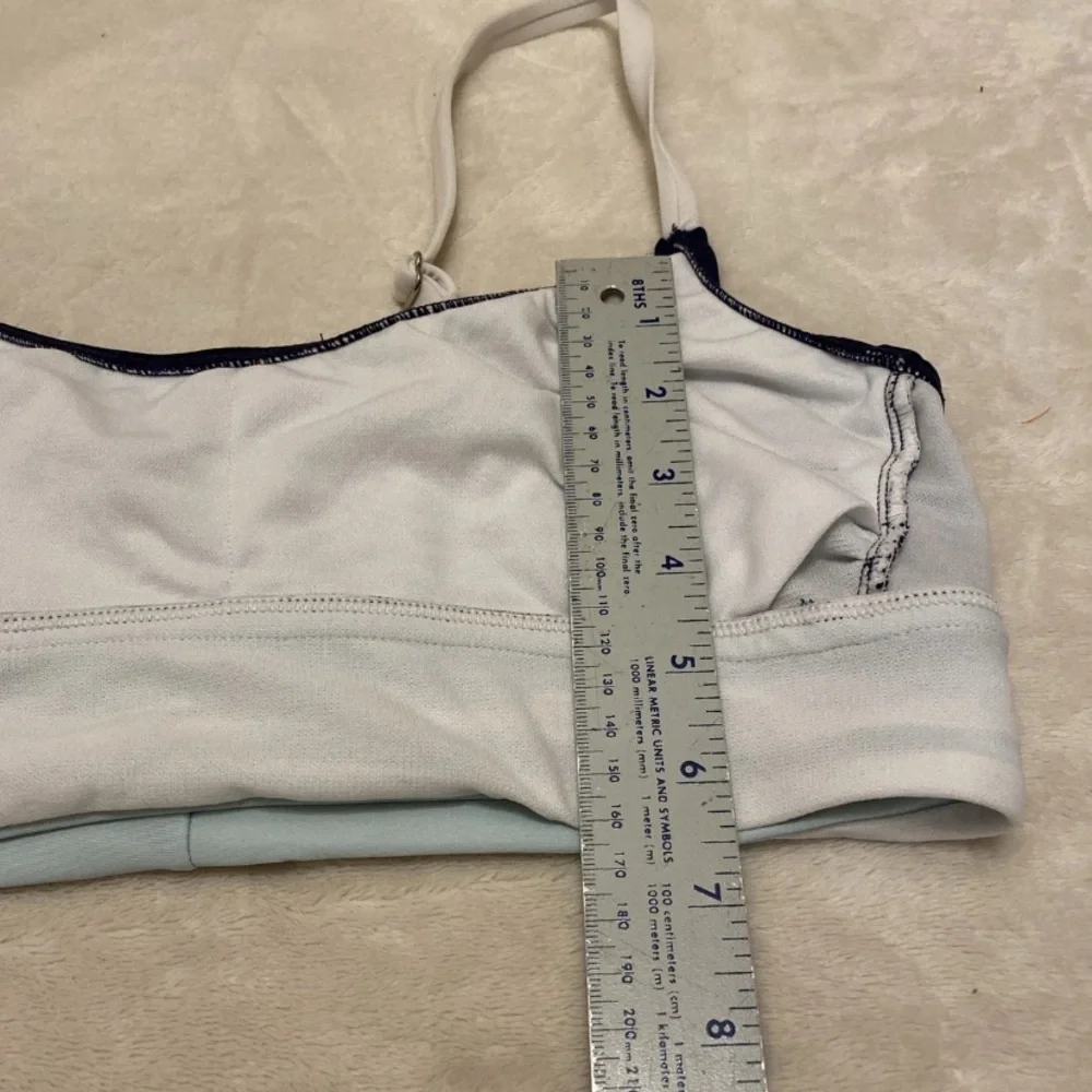 Kona Sol Navy and White and Light Blue Striped Bikini Top